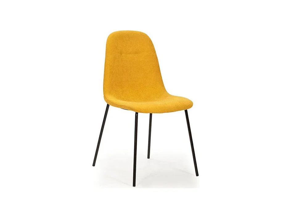 Lot de 4 chaises en tissu jaune avec pieds en métal