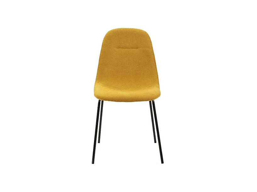 Lot de 4 chaises en tissu jaune avec pieds en métal