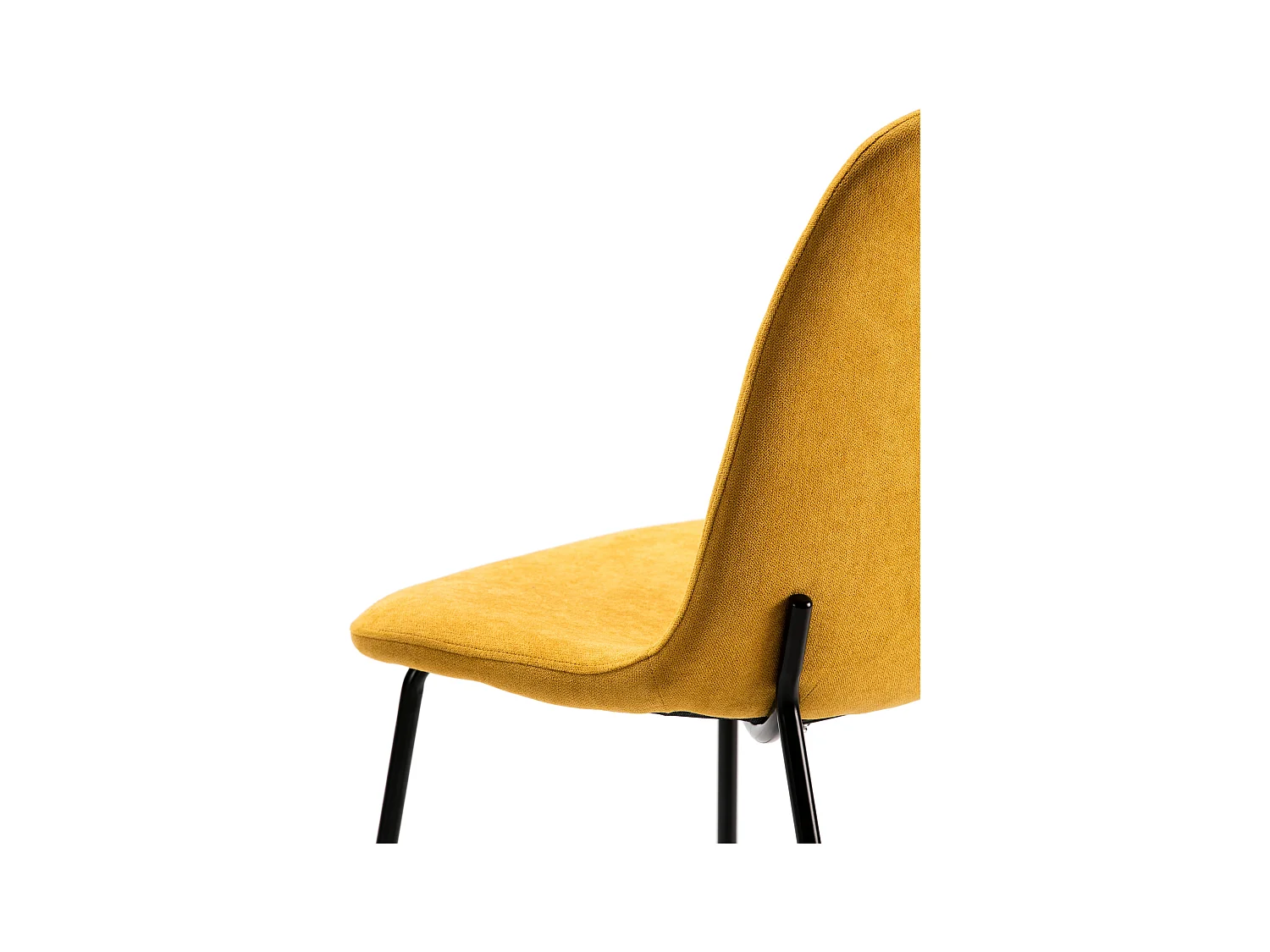 Lot de 4 chaises en tissu jaune avec pieds en métal