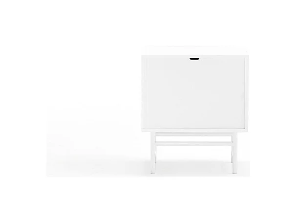 Table de chevet blanche 3 tiroirs 1 porte 48x35 cm