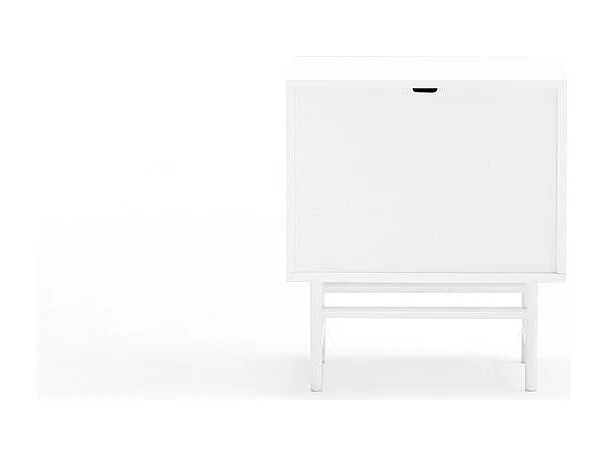 Table de chevet blanche 3 tiroirs 1 porte 48x35 cm