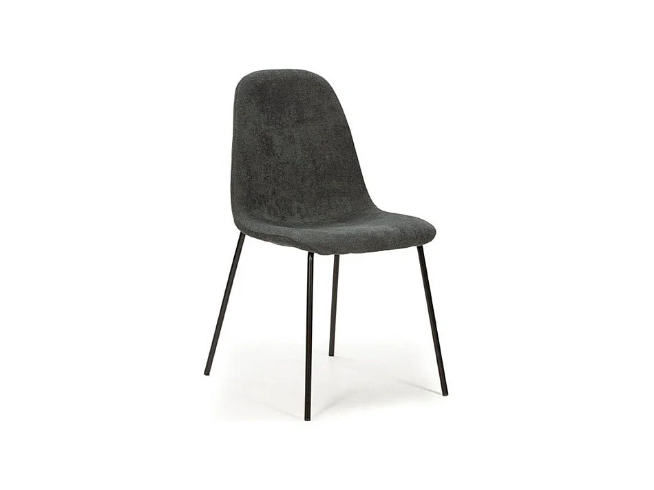 Lot de 4 chaises en tissu gris pieds métal