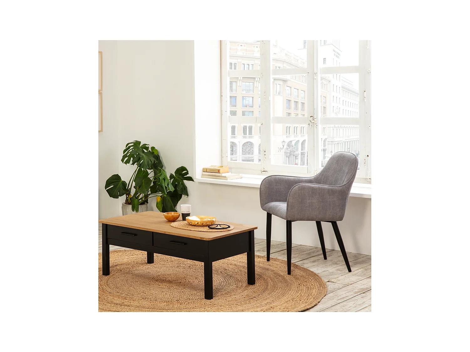 Lot de 2 chaises en polyester gris clair