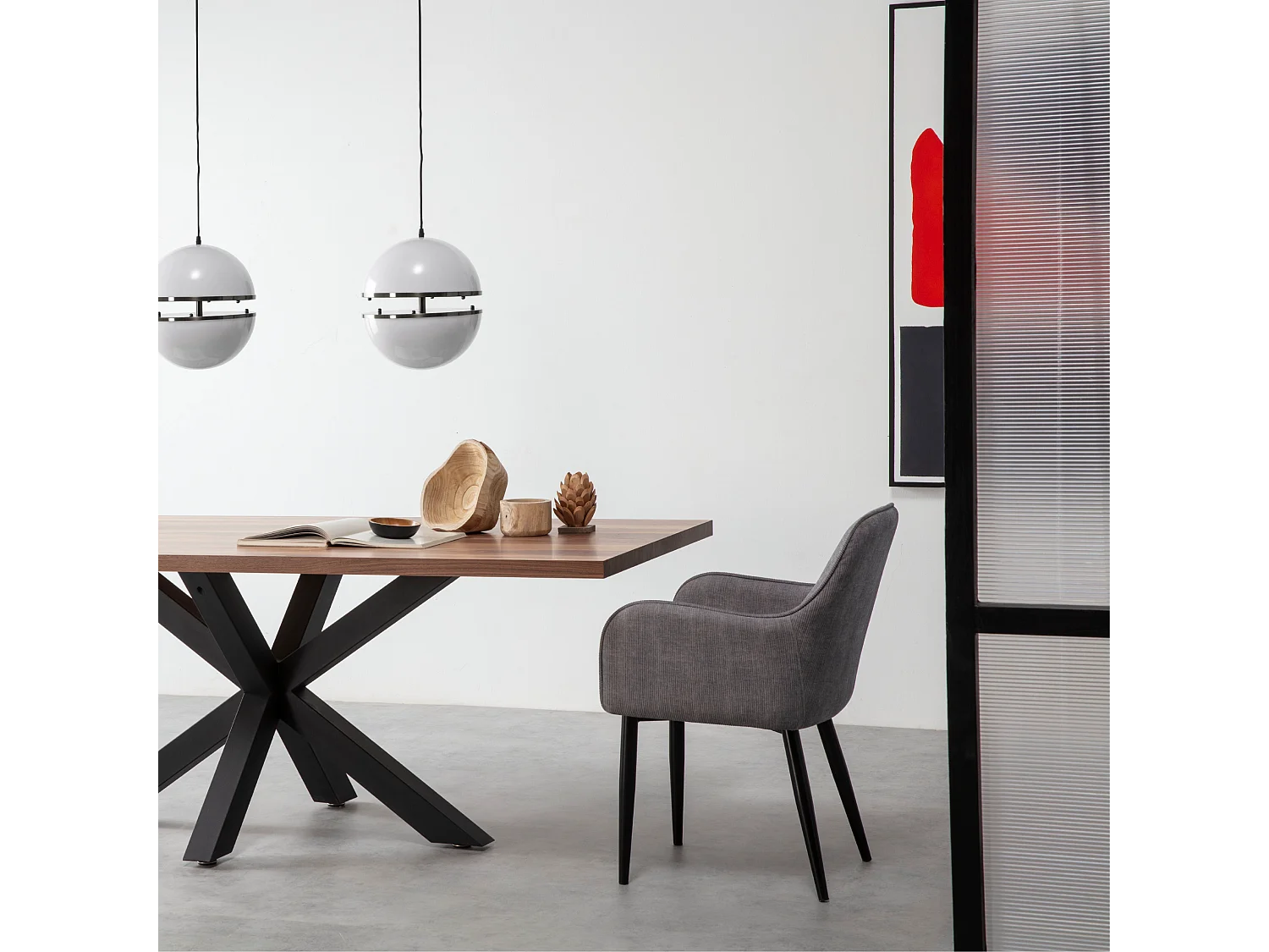 Lot de 2 chaises en polyester gris clair