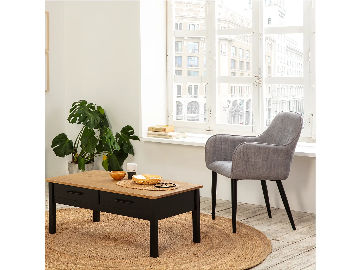 Lot de 2 chaises en polyester gris clair