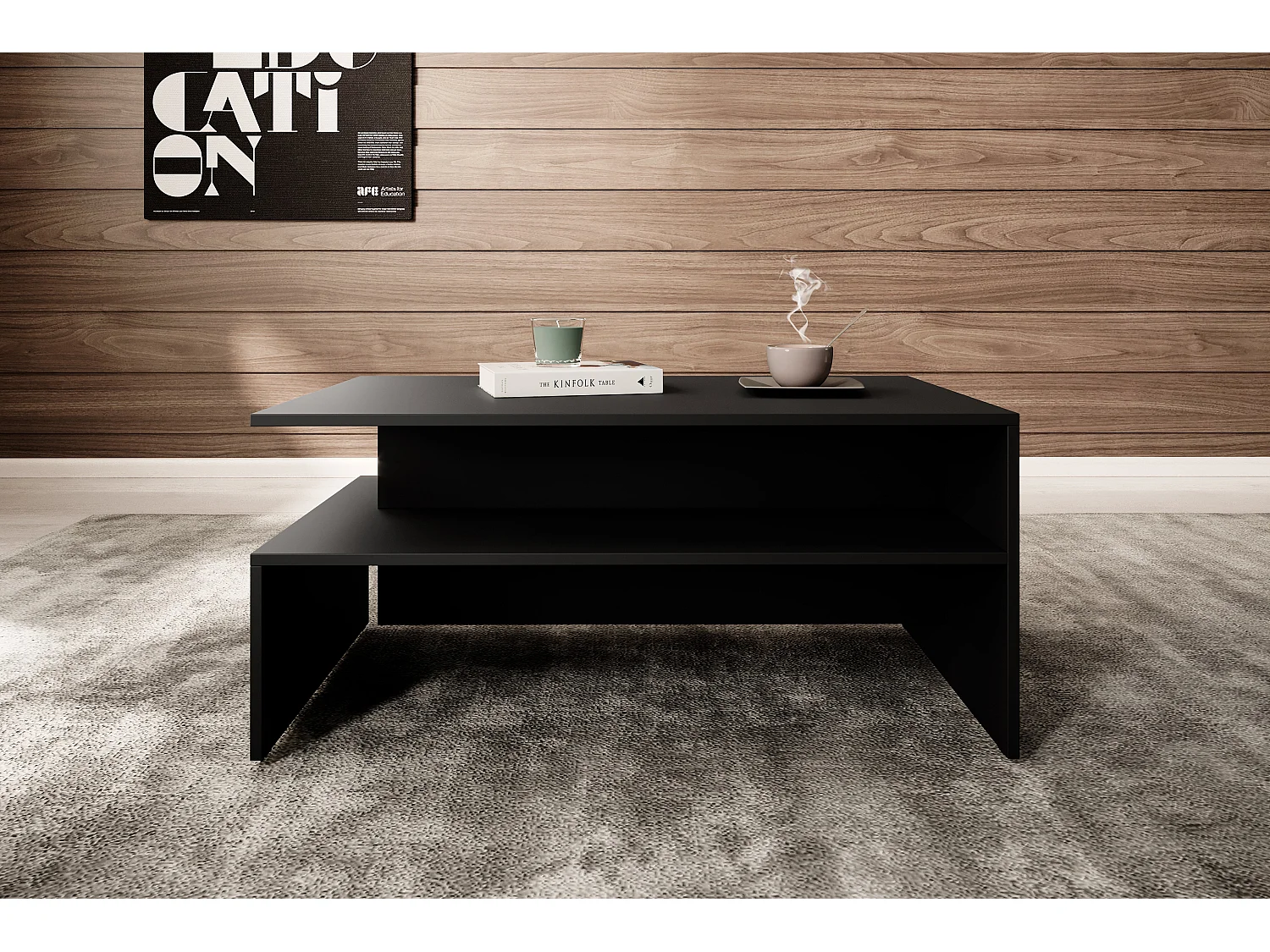 Tafel laag en stratifié noir 100x60 cm