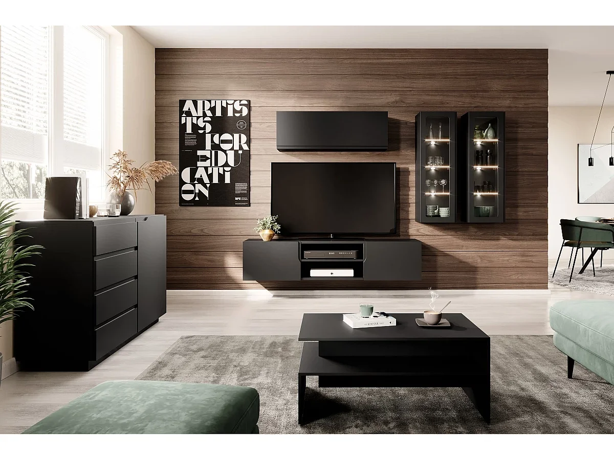 Tafel laag en stratifié noir 100x60 cm