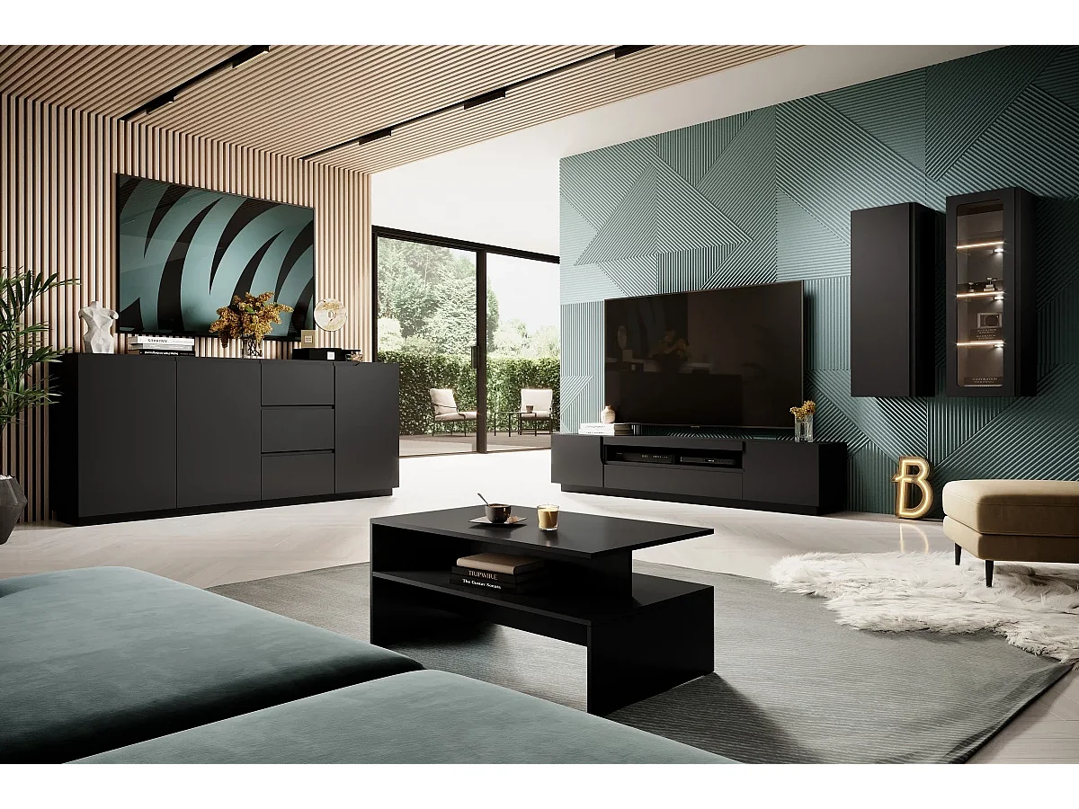 Tafel laag en stratifié noir 100x60 cm