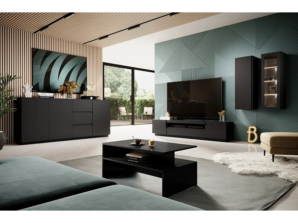 Table basse en stratifié noir 100x60 cm