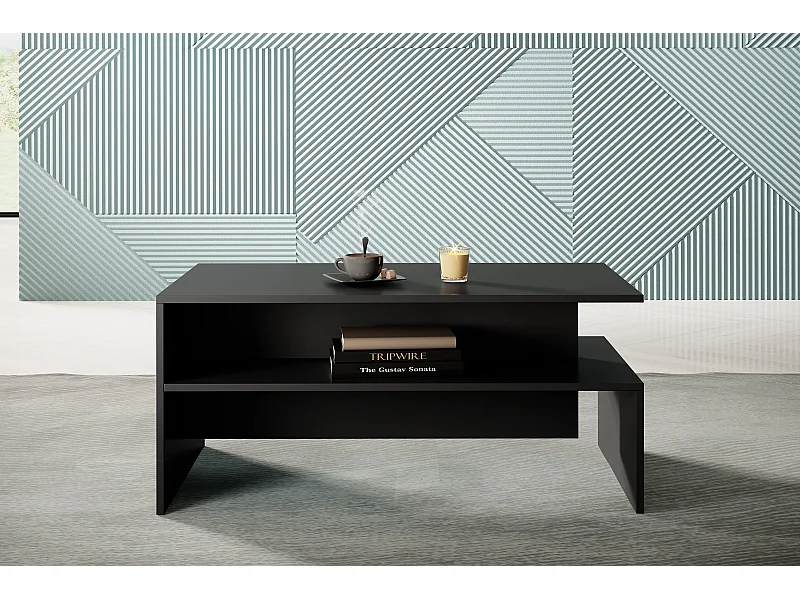 Tafel laag en stratifié noir 100x60 cm