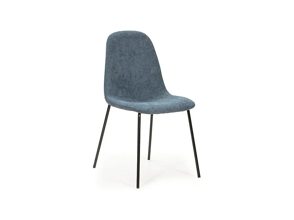 Lot de 4 chaises en tissu Azzurra avec pieds en métal