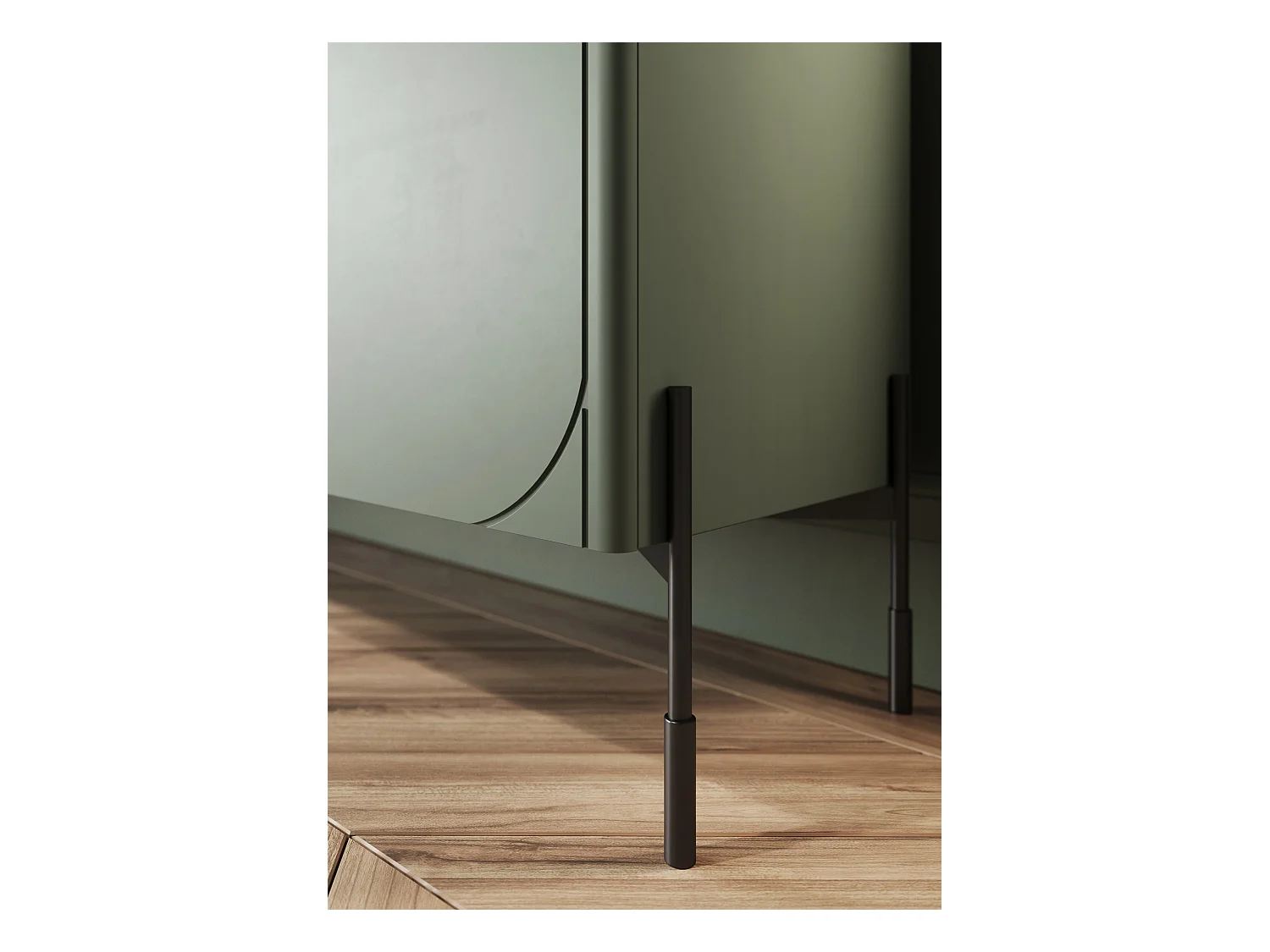 Vetrina 2 ante con piede in metallo verde oliva 104x200 cm