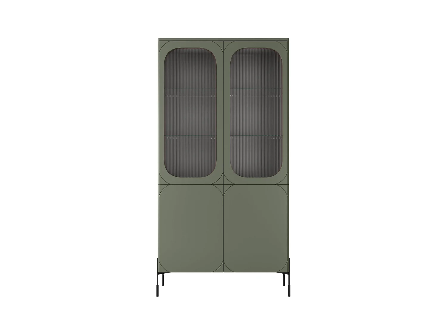 Vetrina 2 ante con piede in metallo verde oliva 104x200 cm