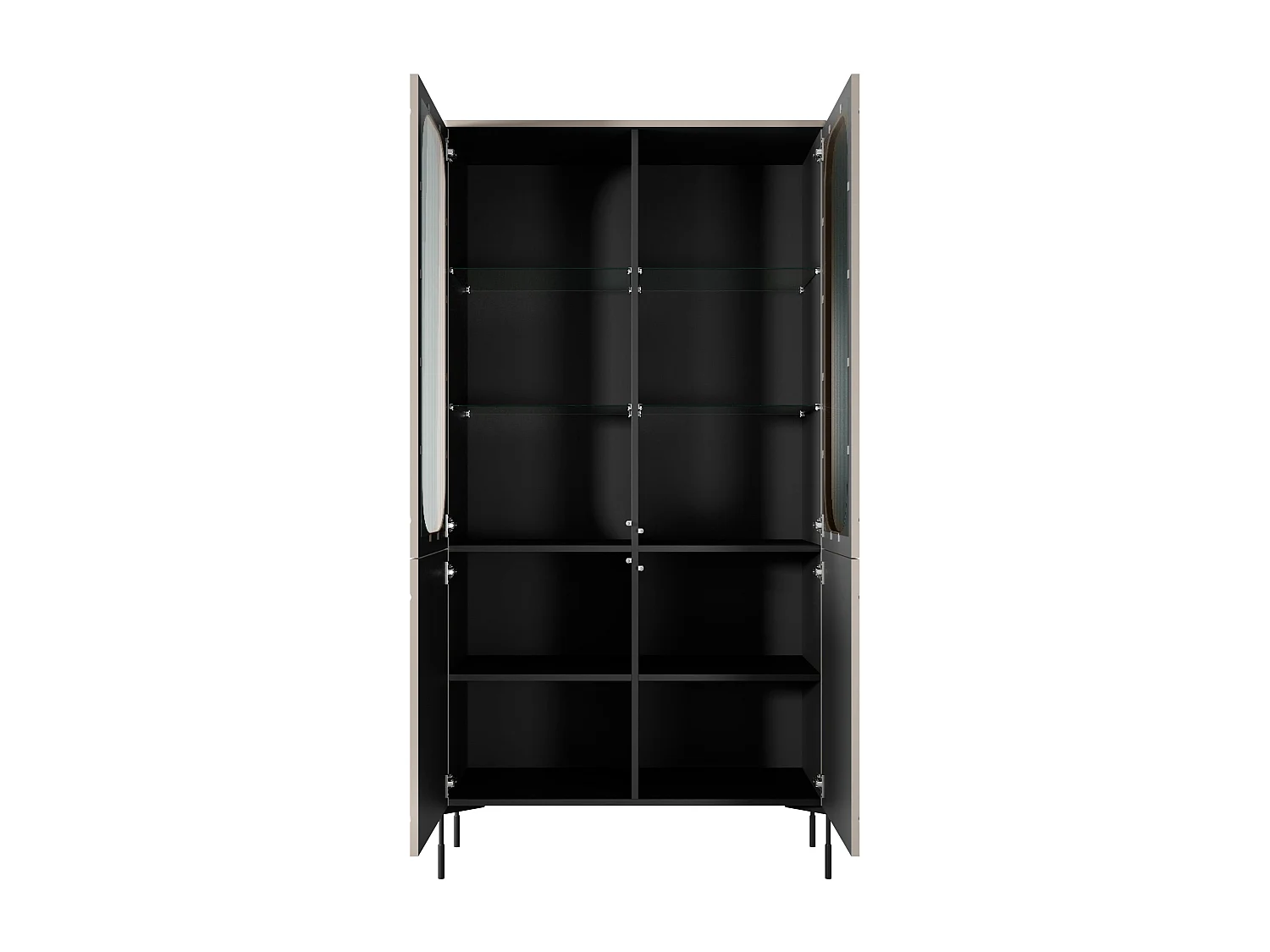 Vitrine 2 portes avec pied métal cachemire 104x200 cm