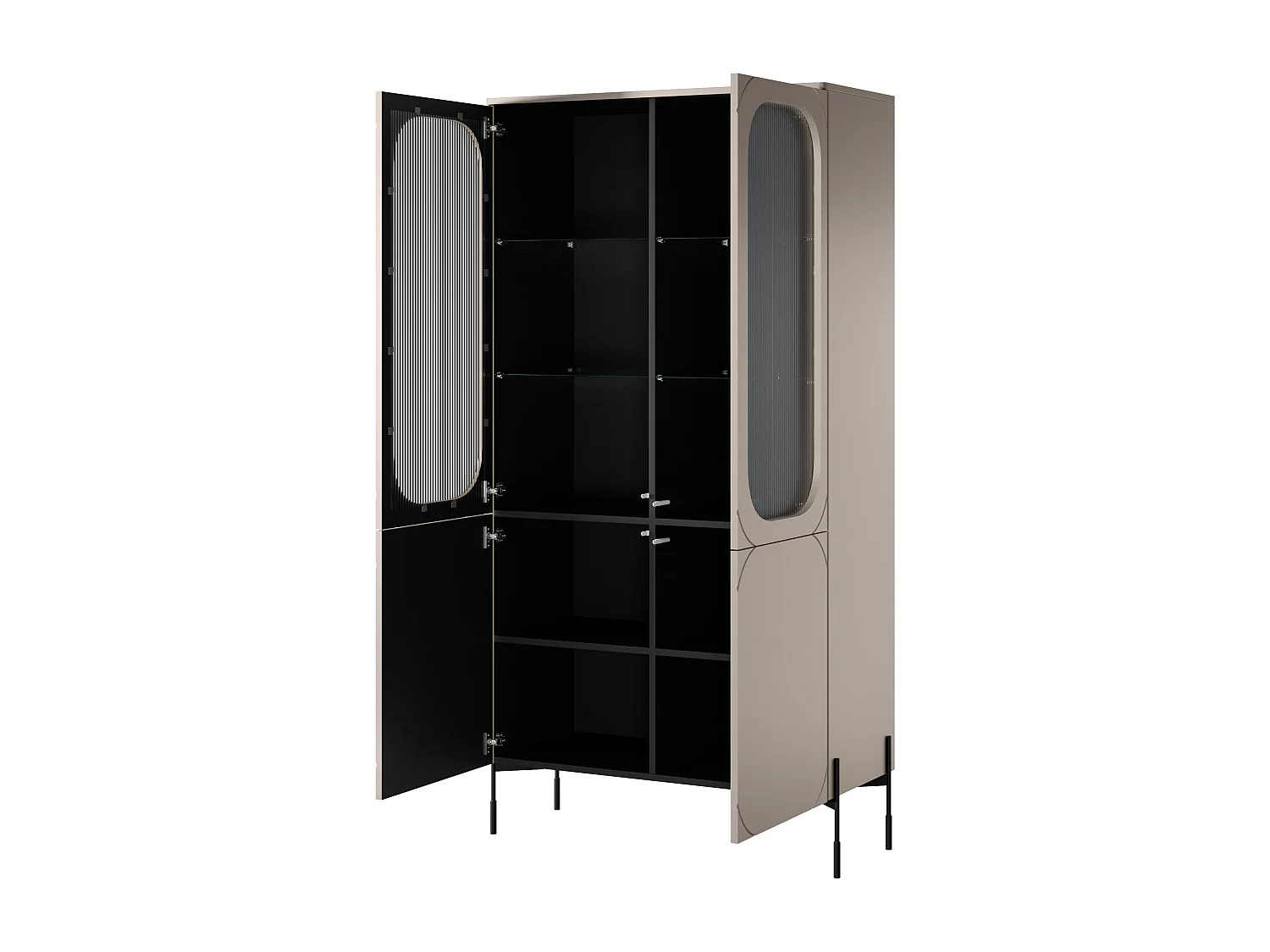 Vitrine 2 portes avec pied métal cachemire 104x200 cm