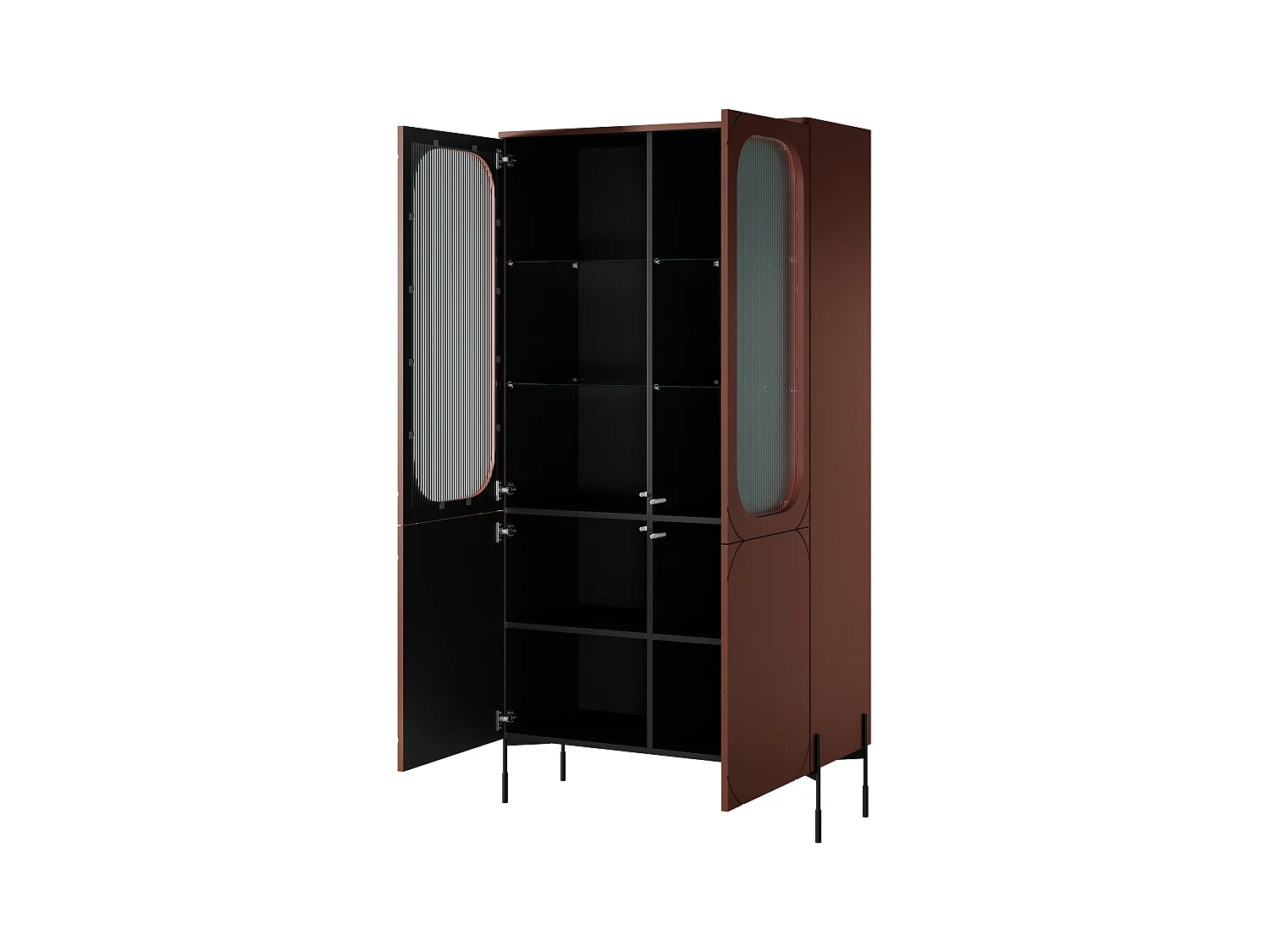 Vitrine 2 portes avec pied en métal bordeaux 104x200 cm