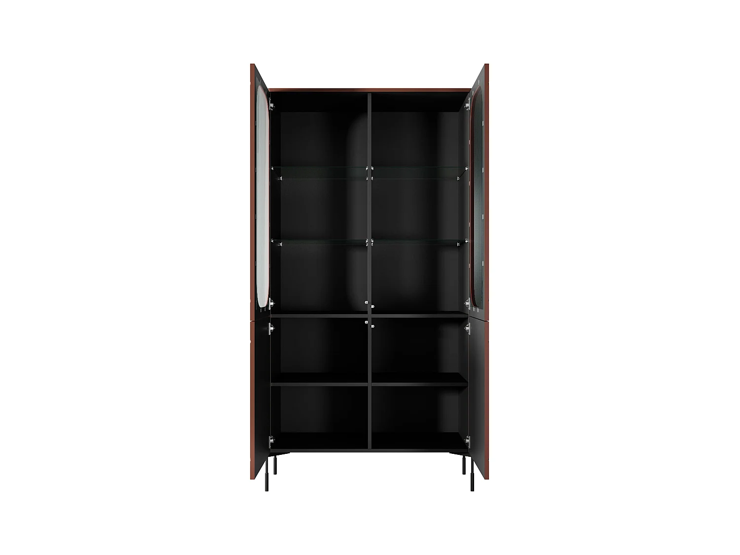 Vitrine 2 portes avec pied en métal bordeaux 104x200 cm