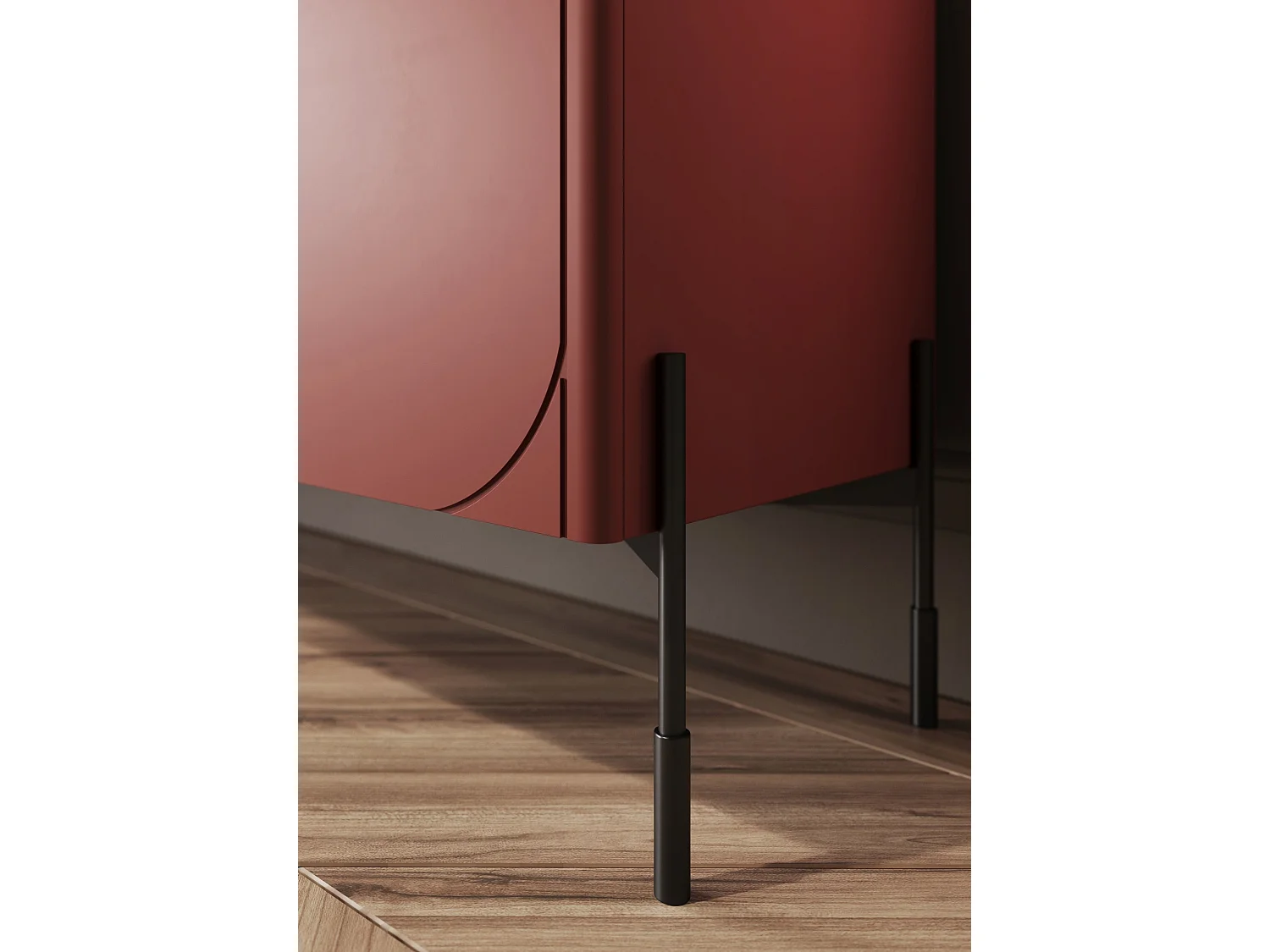 Vitrine 2 portes avec pied en métal bordeaux 104x200 cm