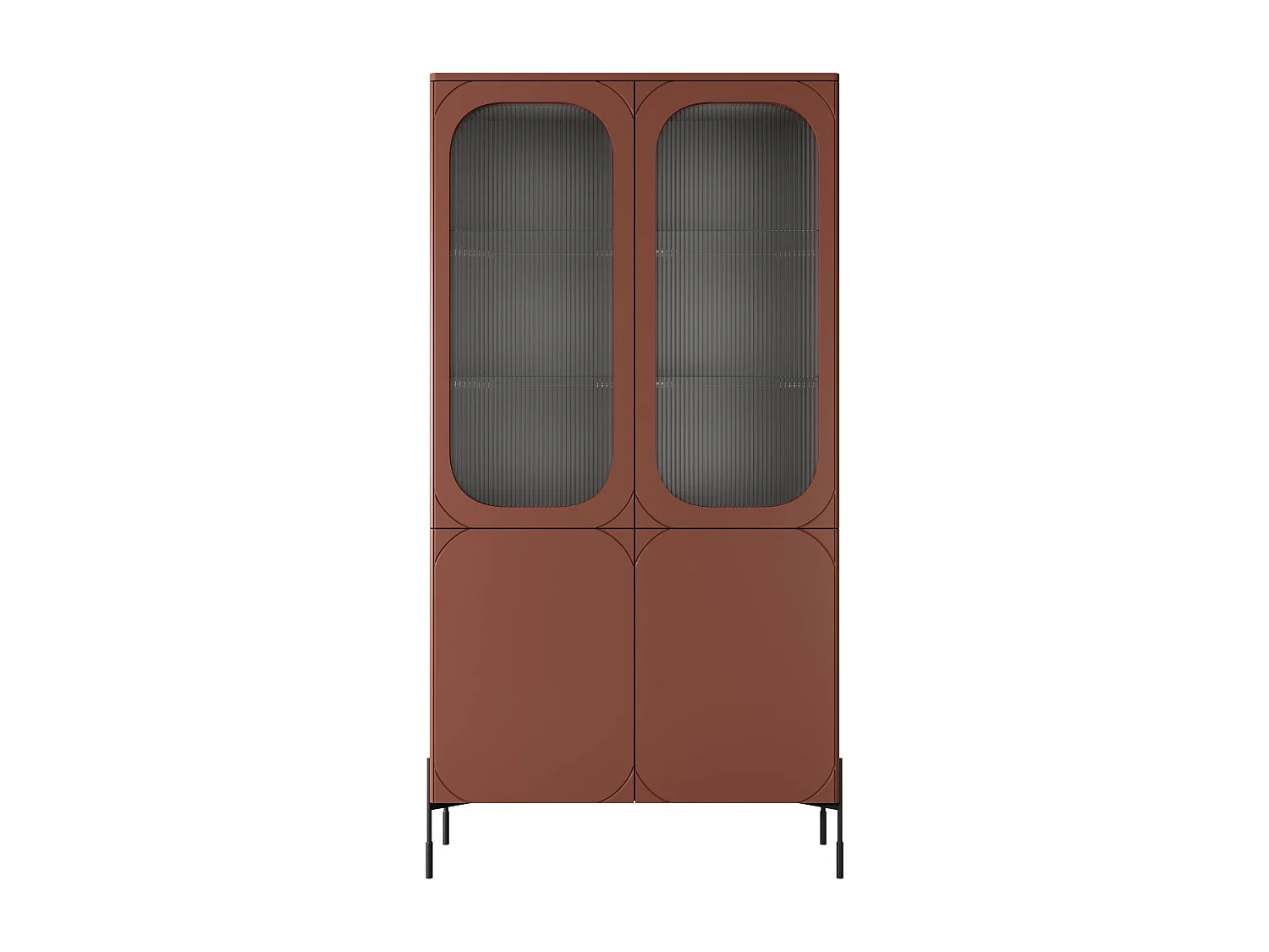 Vitrine 2 portes avec pied en métal bordeaux 104x200 cm