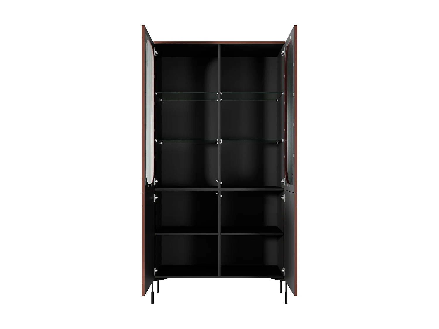 Vitrine 2 portes avec pied en métal bordeaux 104x200 cm