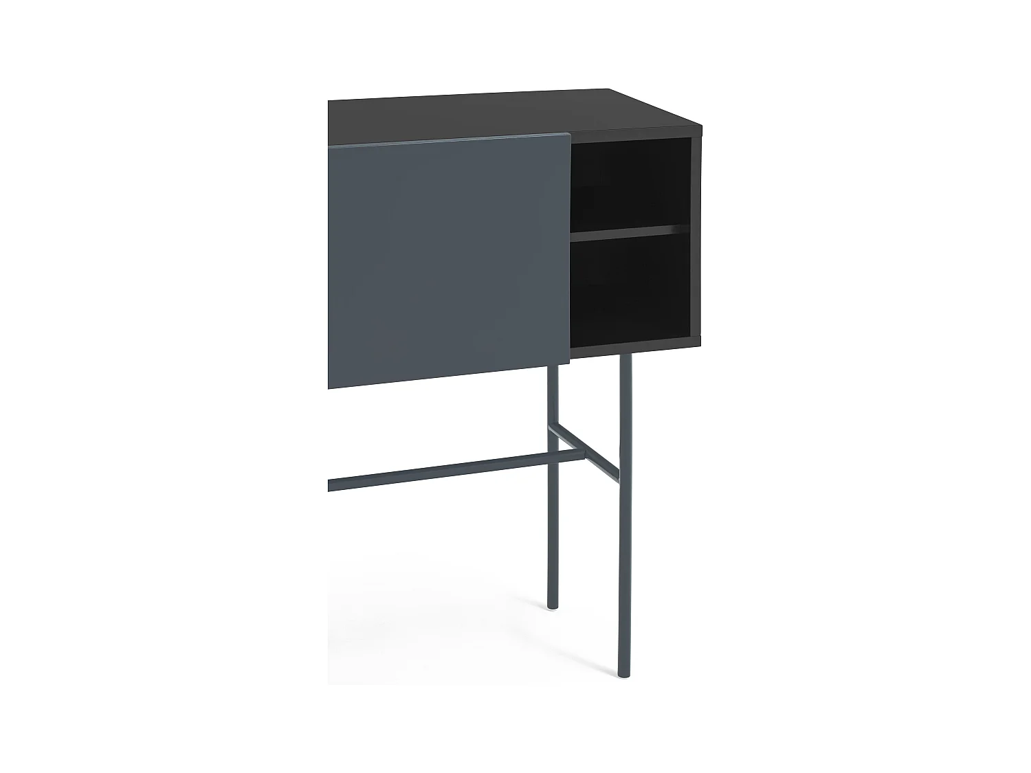 Console met 2 laden en schuifdeuren gelakt zwart en grijs 110x90 cm