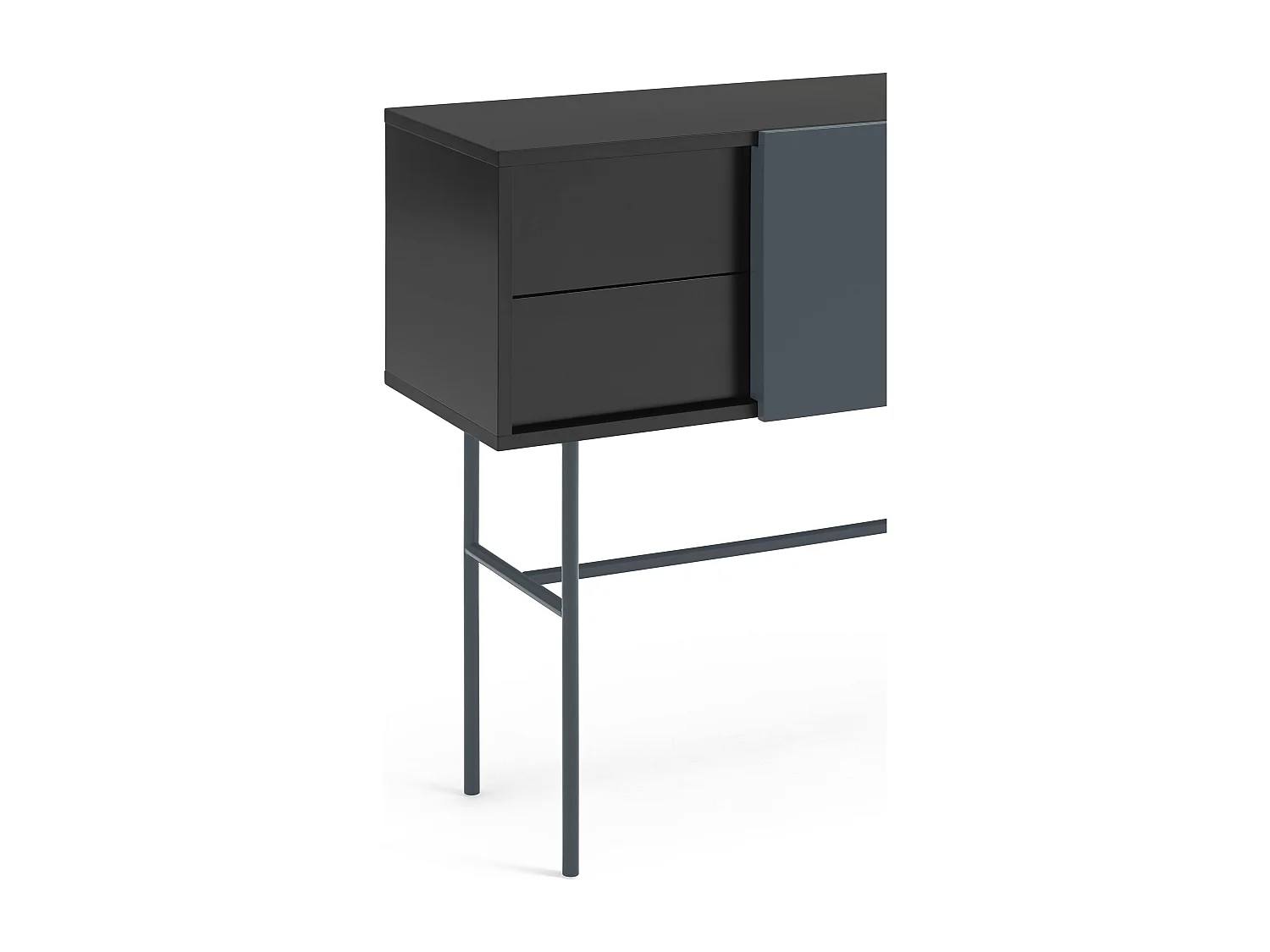 Console met 2 laden en schuifdeuren gelakt zwart en grijs 110x90 cm