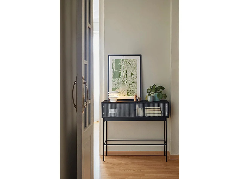 Consola 2 portas preta 100x36 cm