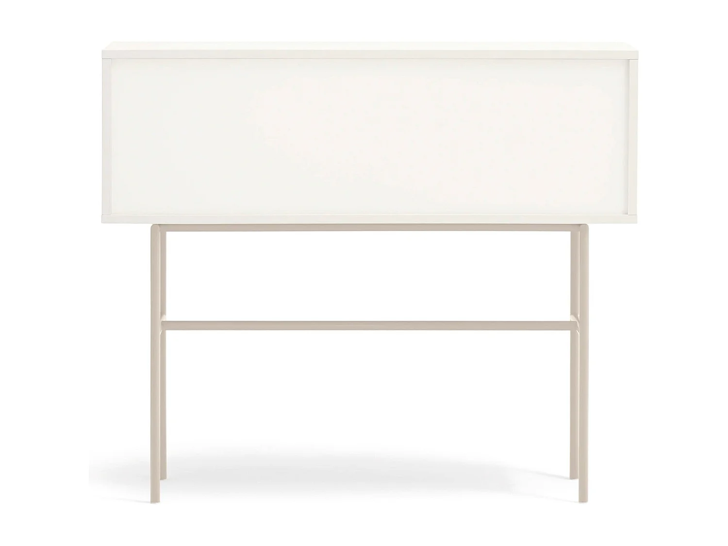 Console avec 2 tiroirs et porte coulissante laquée crème 110x90 cm