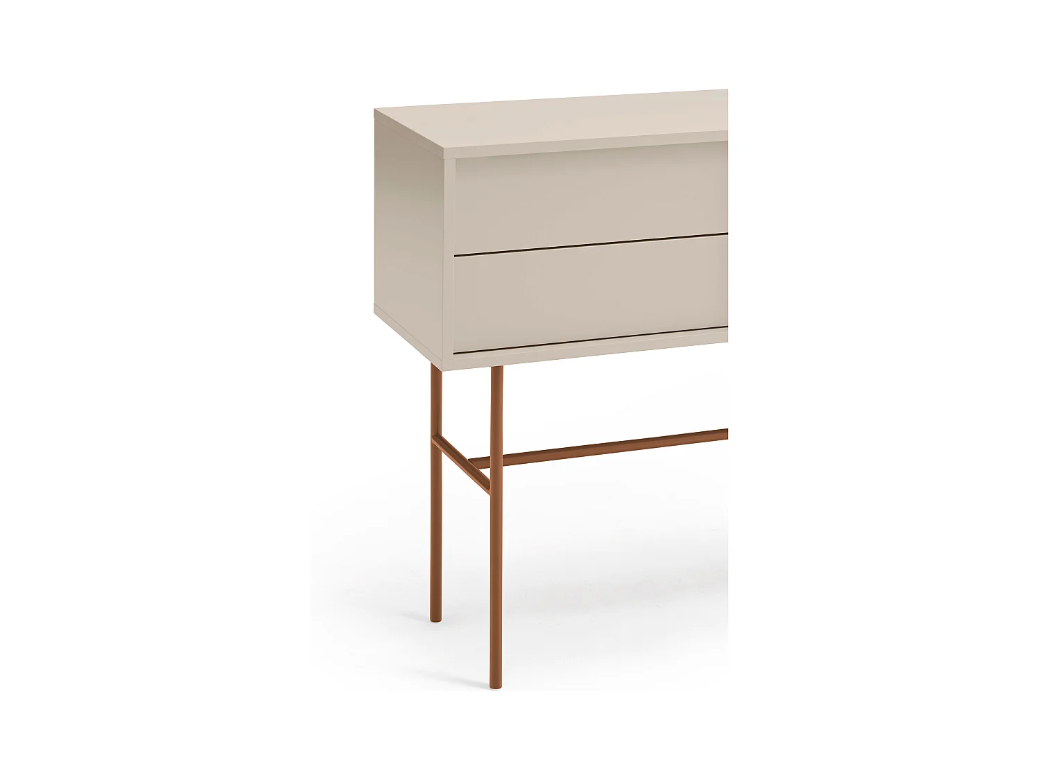 Konsole mit 2 Schubladen und Schiebetür, sandfarben lackiert, 110x90 cm