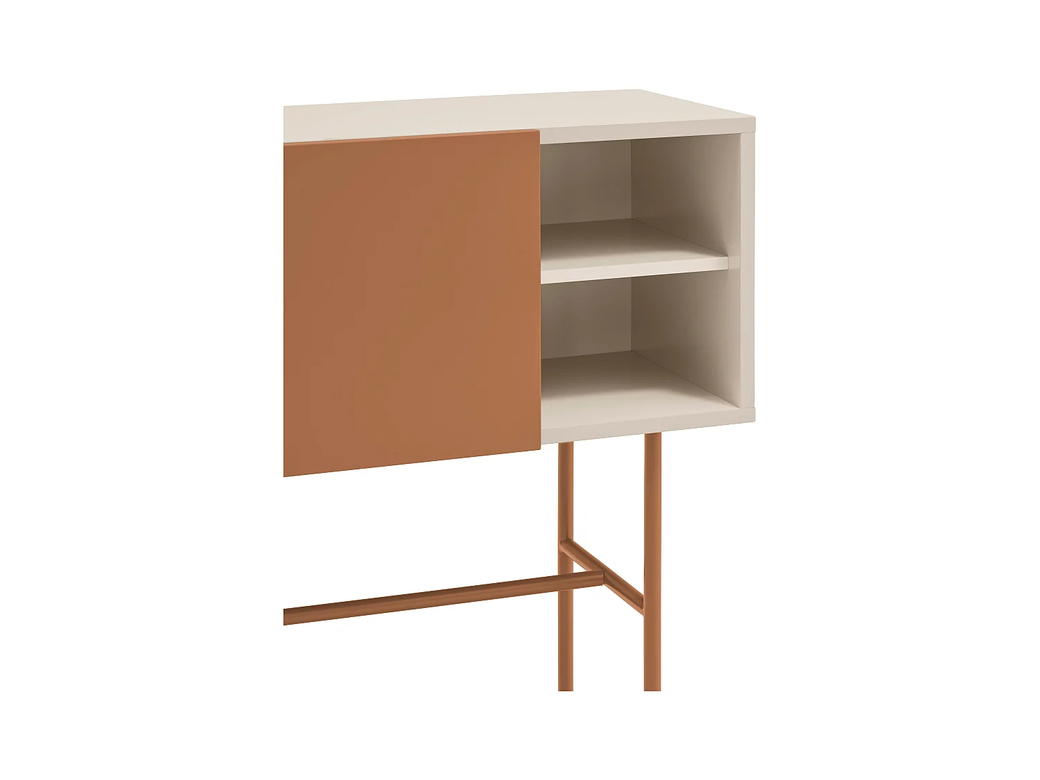 Konsole mit 2 Schubladen und Schiebetür, sandfarben lackiert, 110x90 cm