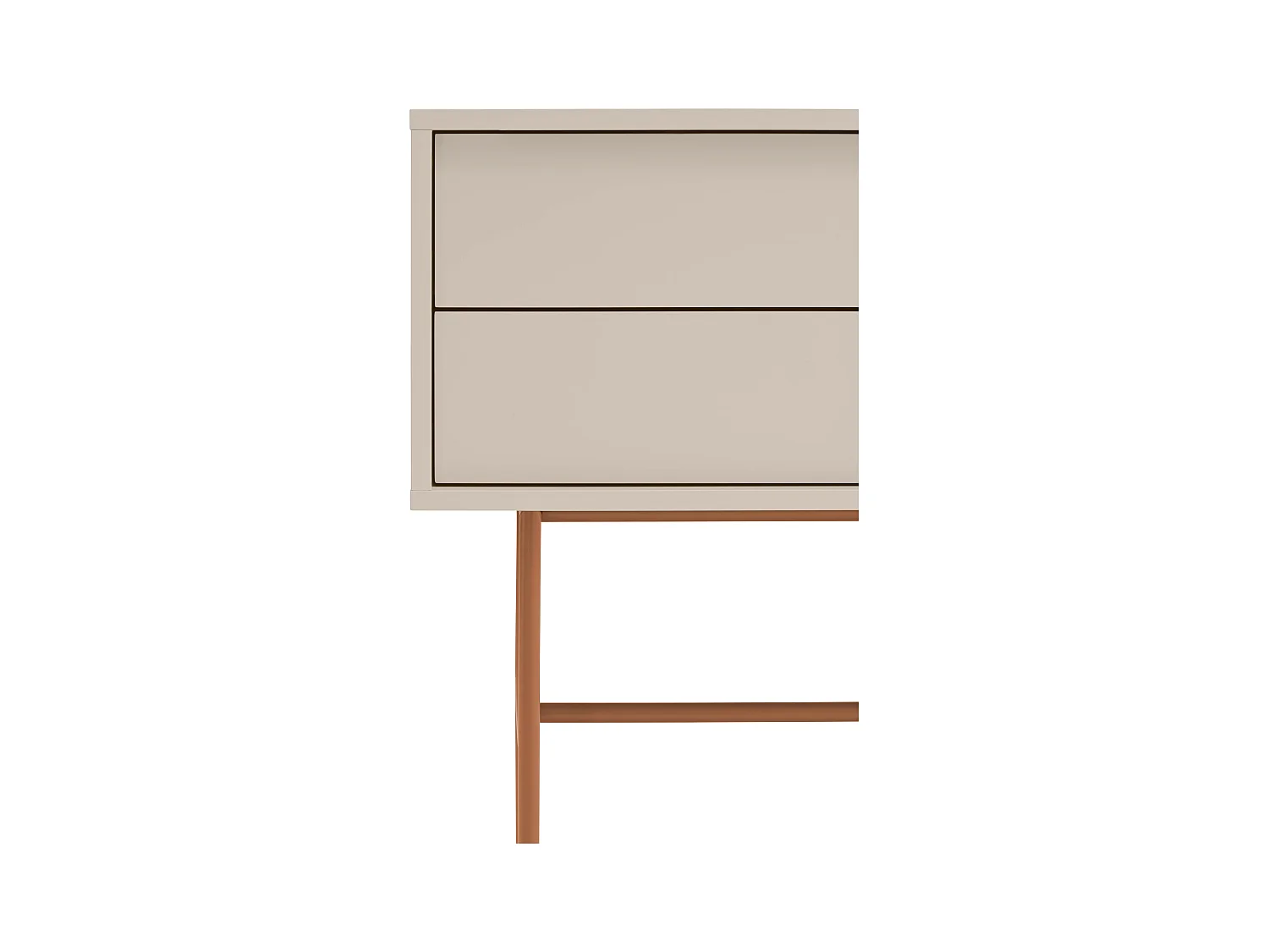 Konsole mit 2 Schubladen und Schiebetür, sandfarben lackiert, 110x90 cm