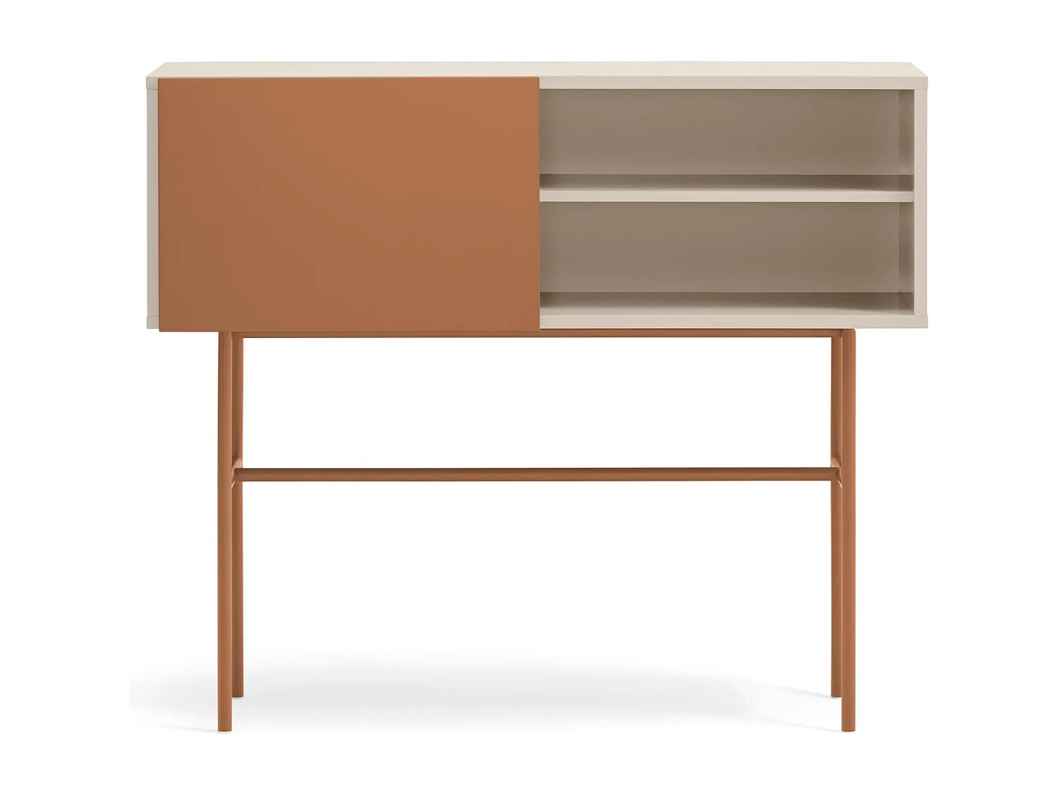 Consolle 2 cassetti e anta scorrevole laccata sabbia 110x90 cm