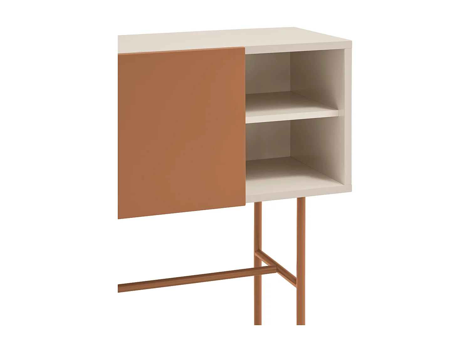 Consolle 2 cassetti e anta scorrevole laccata sabbia 110x90 cm