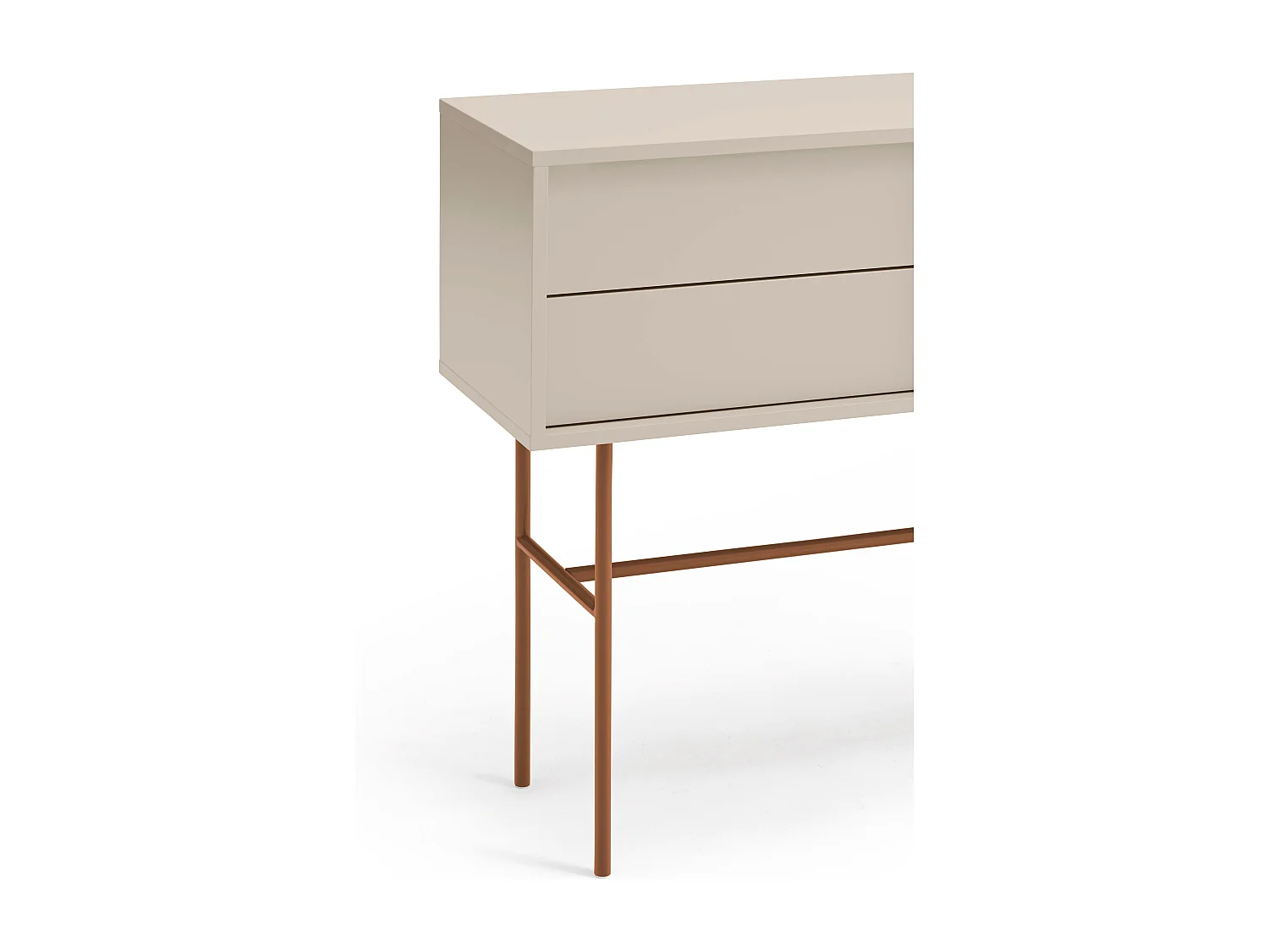 Consola 2 gavetas e porta de correr lacada areia 110x90 cm