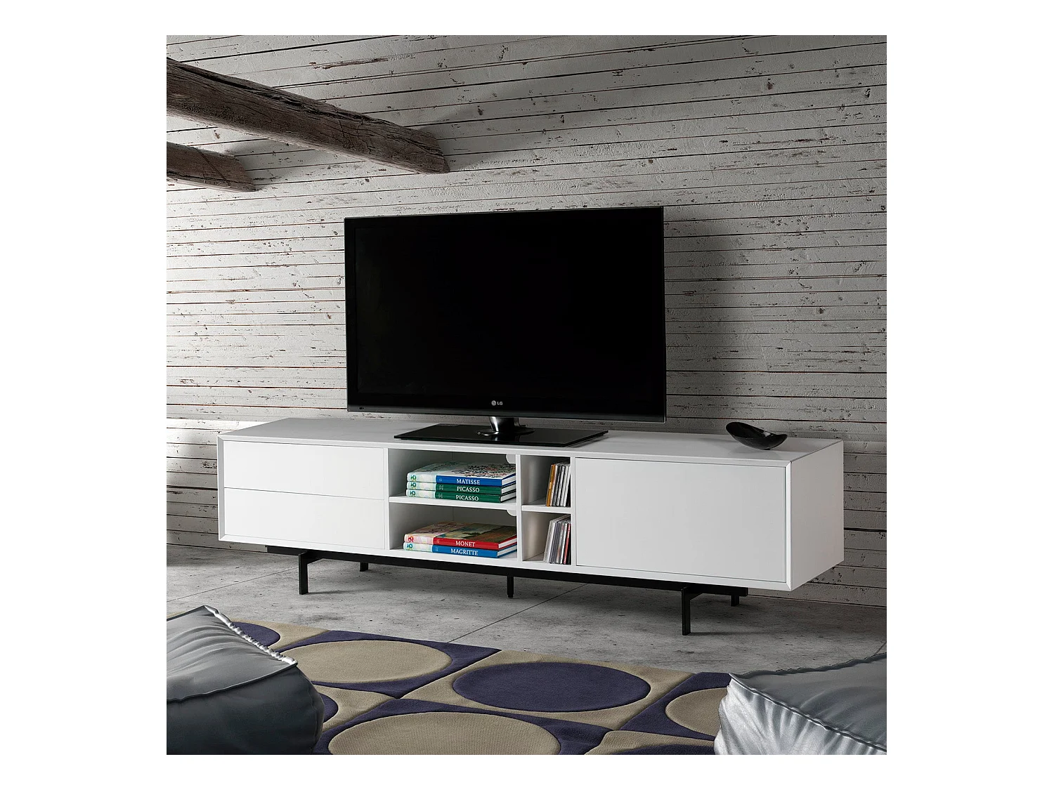 Witte tv-standaard 180 x 40 cm