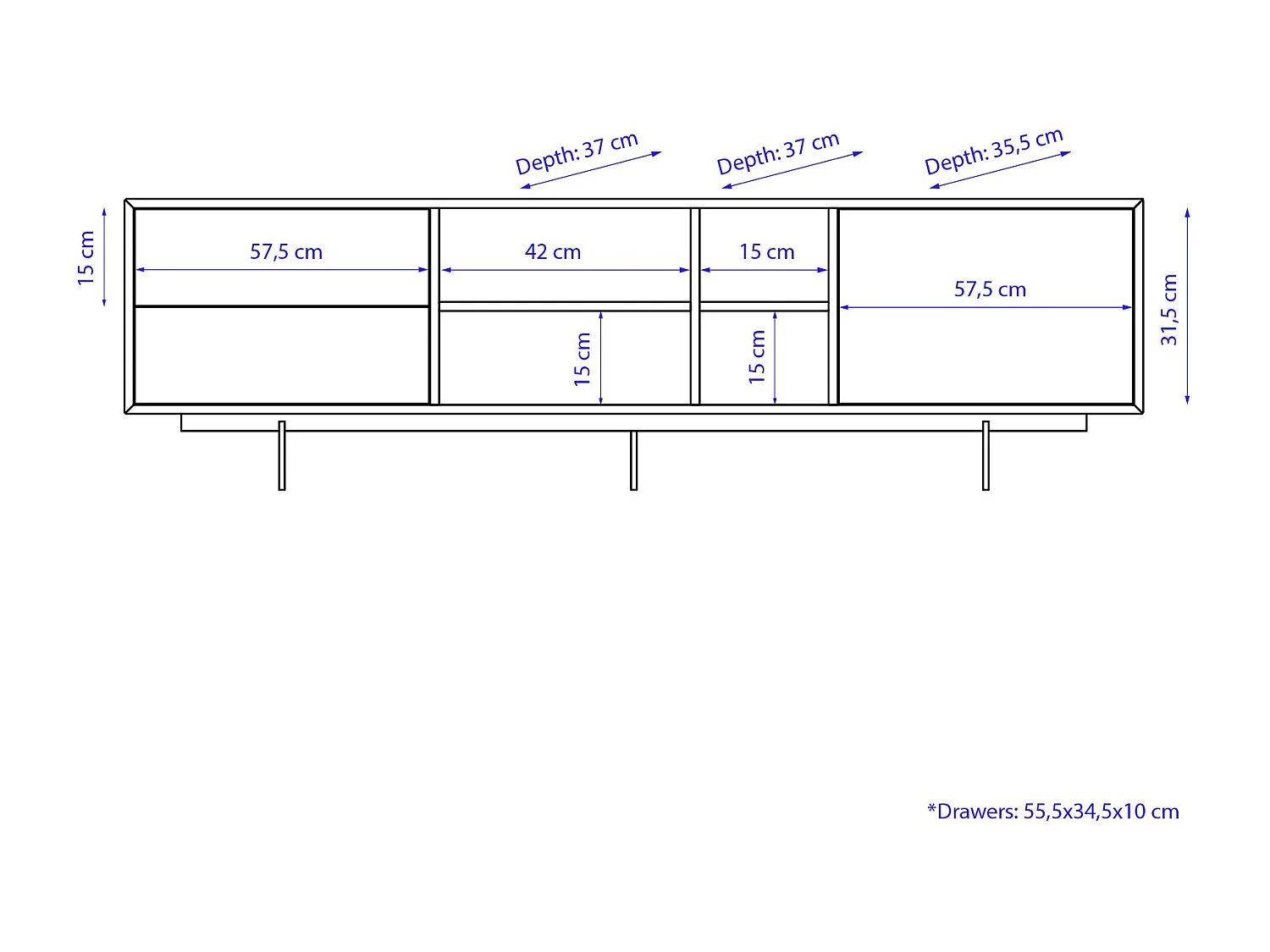 Witte tv-standaard 180 x 40 cm