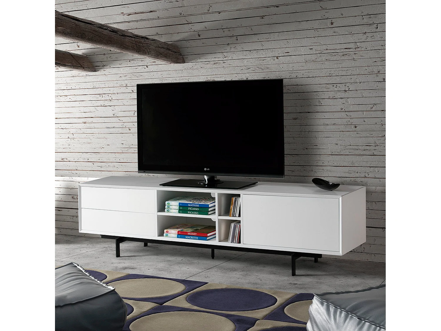 Meuble TV blanc 180 x 40 cm