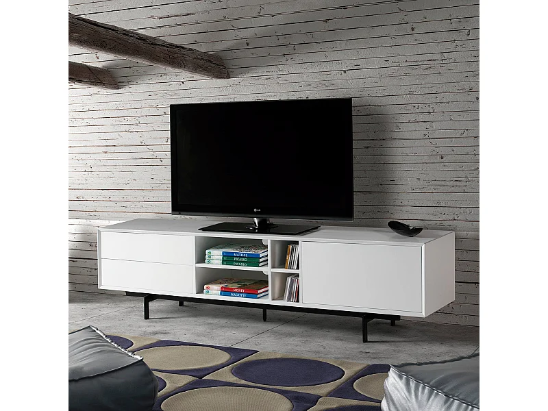 Weißer TV-Schrank 180 x 40 cm
