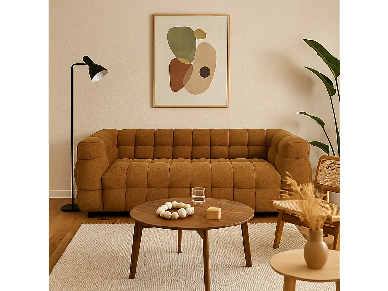 Bolly - Canapé droit 3 places en tissu - Bronze