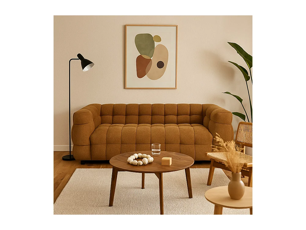 Bolly - Canapé droit 3 places en tissu - Bronze