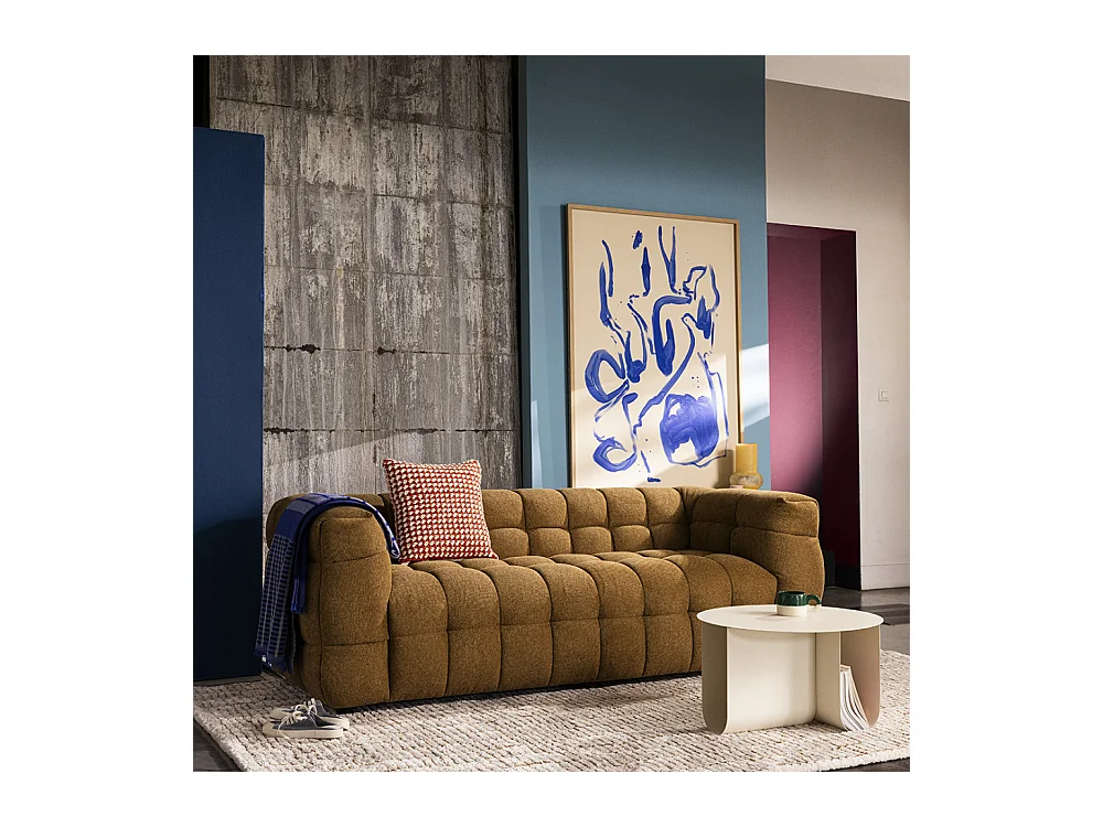 Bolly - Canapé droit 3 places en tissu - Bronze