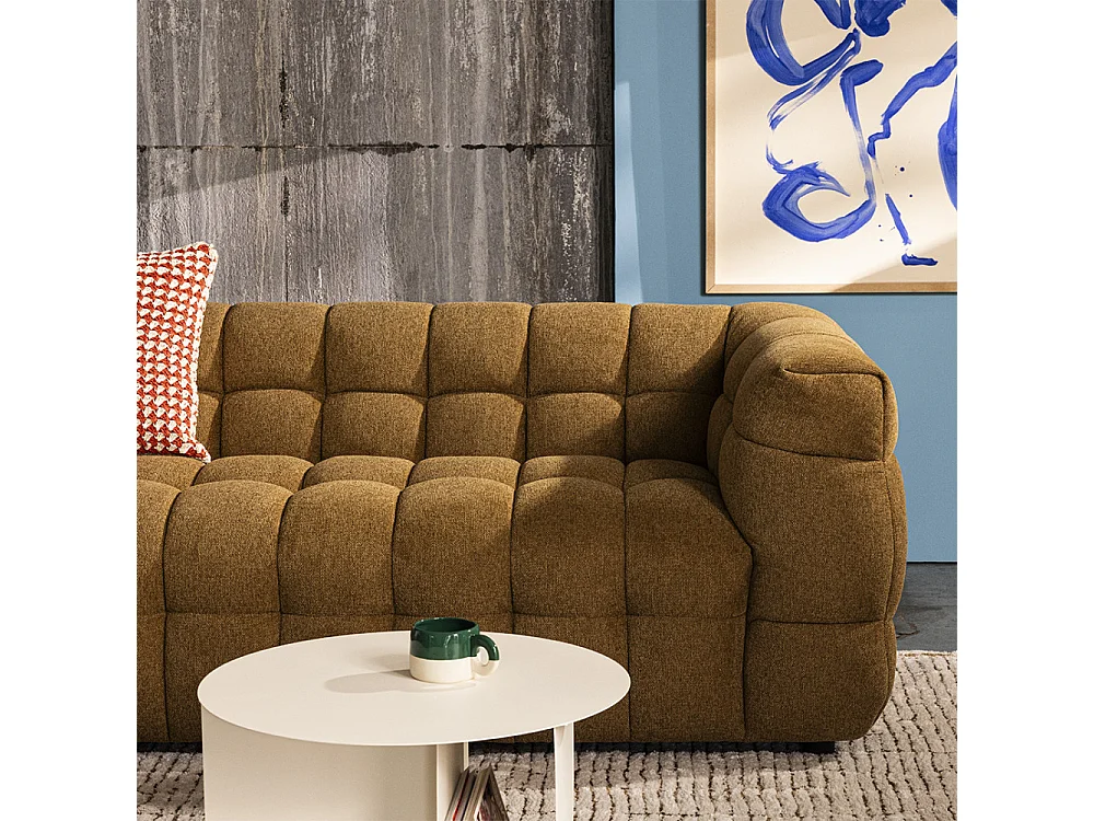 Bolly - Canapé droit 3 places en tissu - Bronze