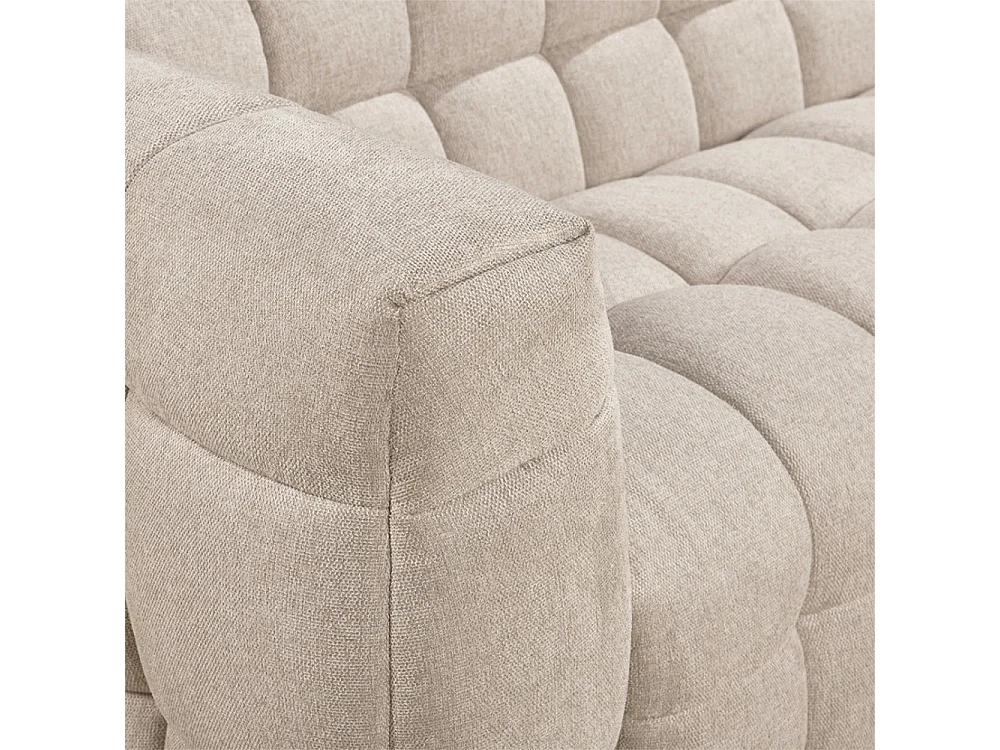Bolly - Canapé droit 3 places en tissu - Beige chiné