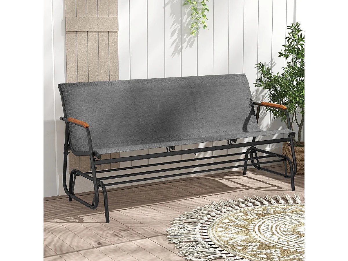 Gartenbank für 3 Personen mit Sanfter Gleitbewegung & Atmungsaktivem Stoffsitz Schaukelbank