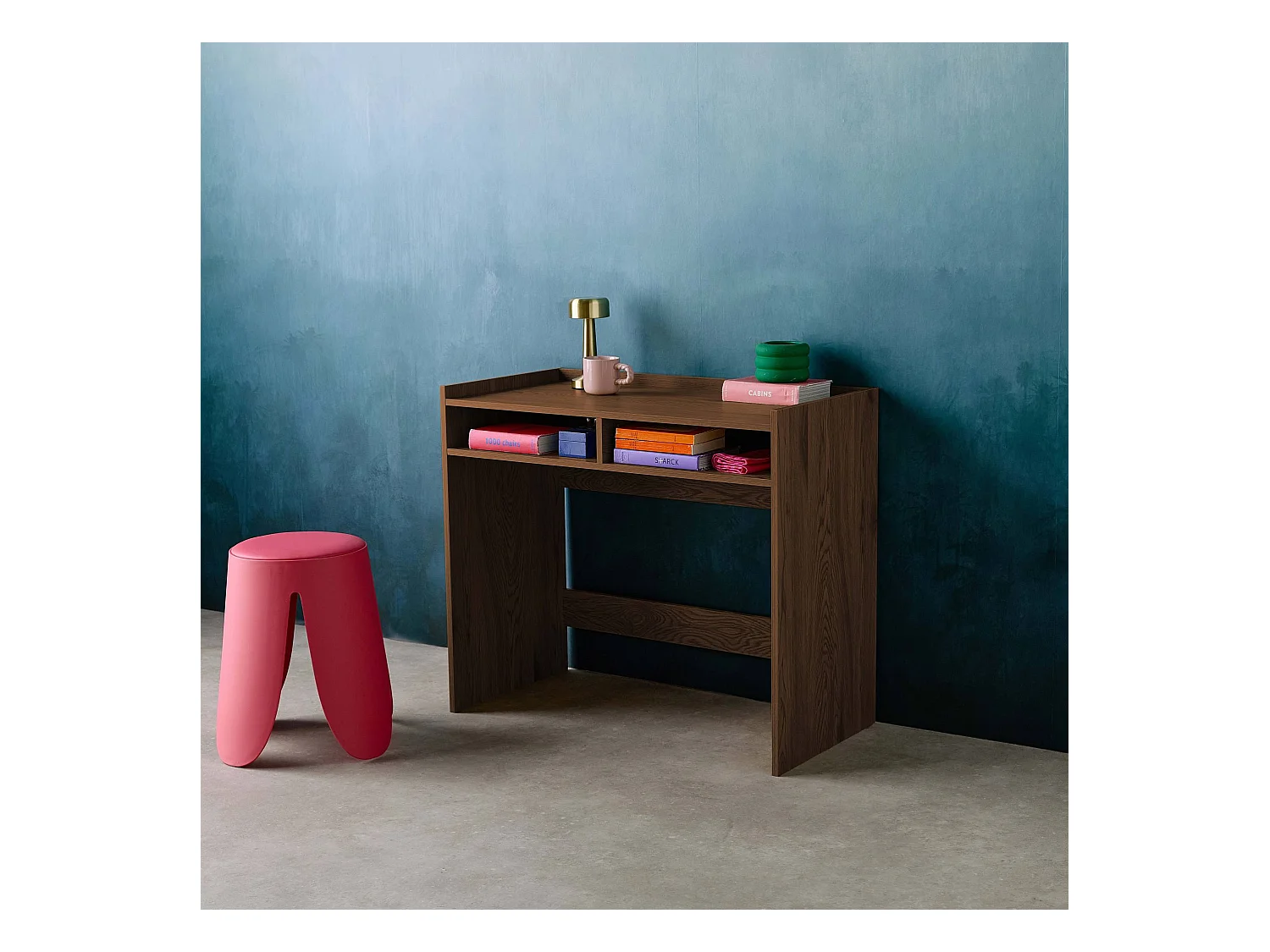 Bureau décor bois 2 casiers de rangement noyer - L 90 x P 45 x H 78 cm - Jules