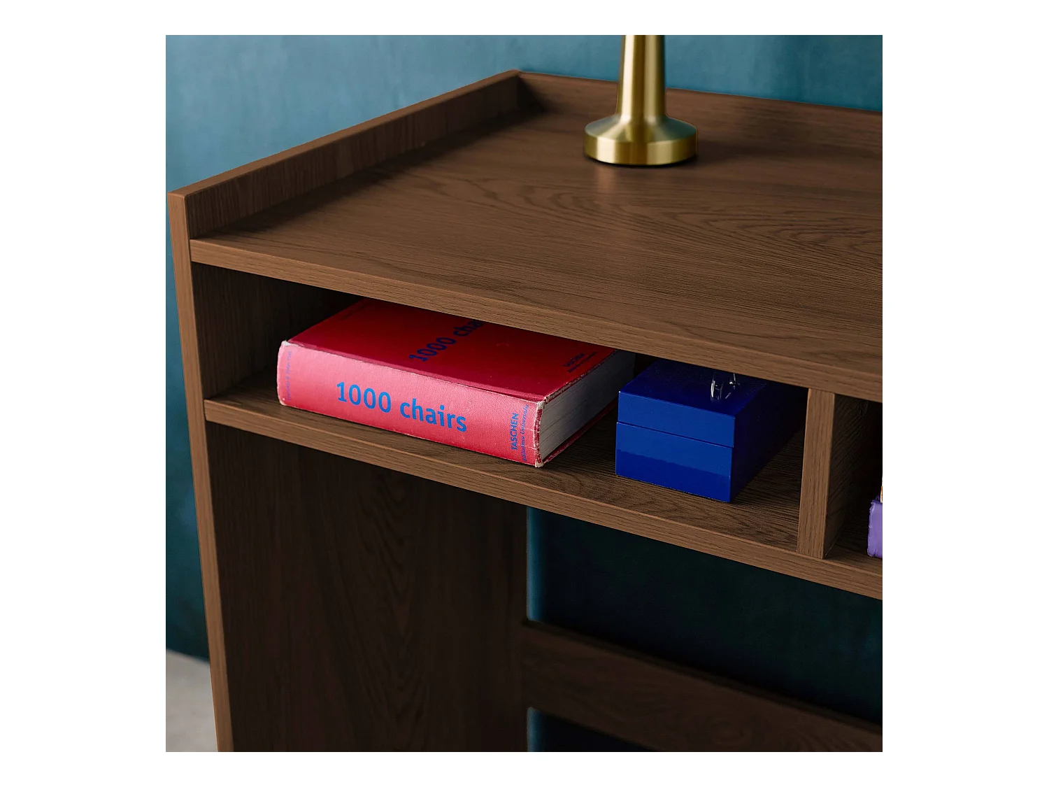 Bureau décor bois 2 casiers de rangement noyer - L 90 x P 45 x H 78 cm - Jules