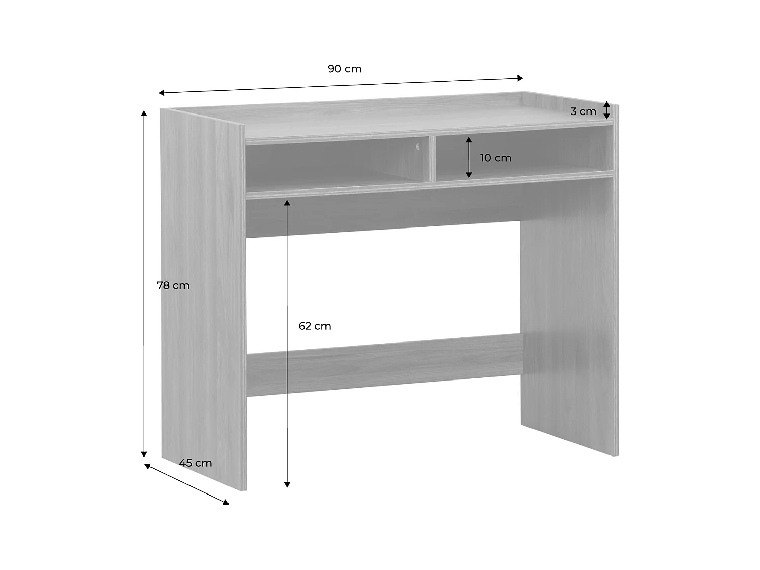 Bureau décor bois 2 casiers de rangement noyer - L 90 x P 45 x H 78 cm - Jules