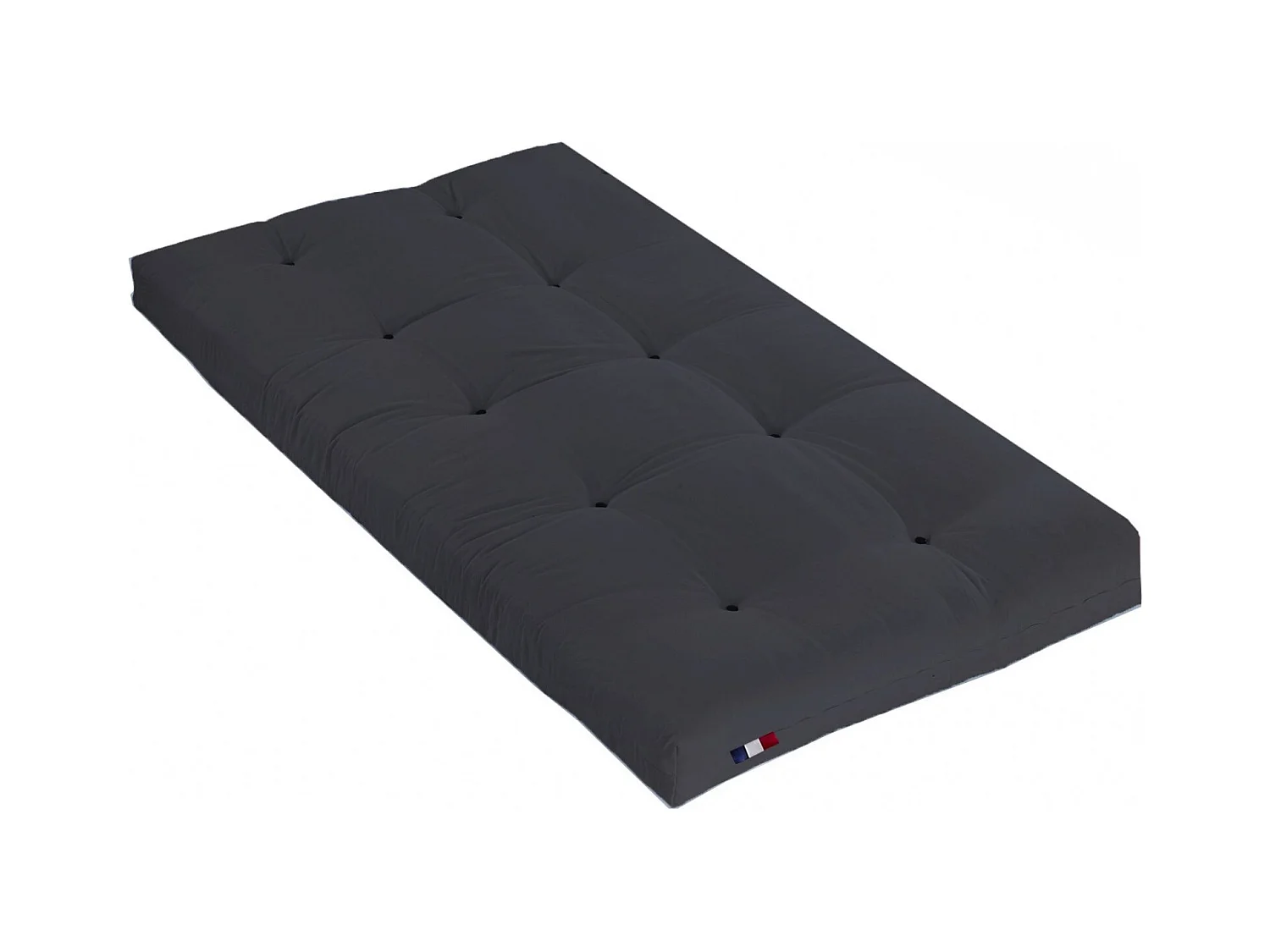 Matelas futon coton et fibres recyclés, fabriqué en France Couleur - Gris Anthracite, Dimensions - 90 x 190 cm