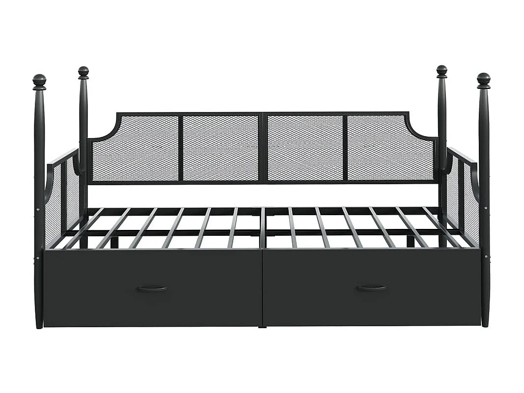 Canapé-lit 90 x 200 cm, dossier et accoudoirs en maille, structure métallique, noir