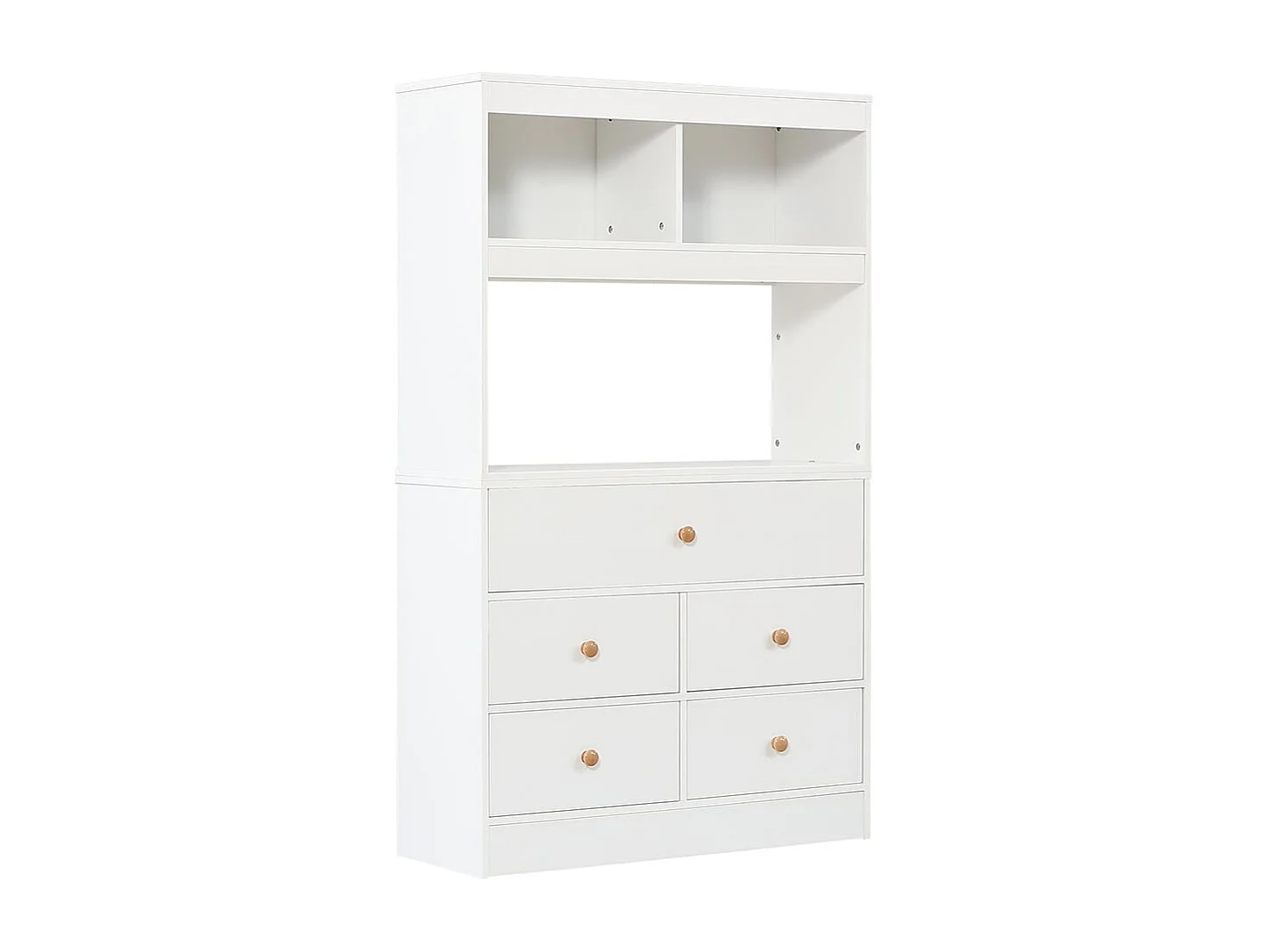 Letto per bambini 90 x 200 cm, con sponde di sicurezza, contenitore, cassetti, pino + PB, bianco + naturale